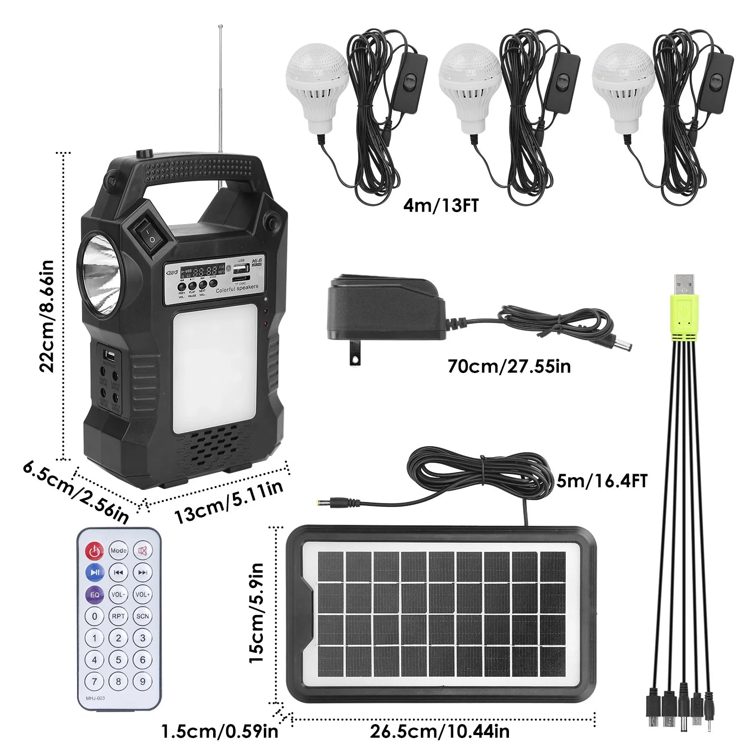 Portable Solar Power Station with Flashlight & 3 LED Bulbs, 4500Mah Backup Power Bank for Camping, Outages, Outdoor Use