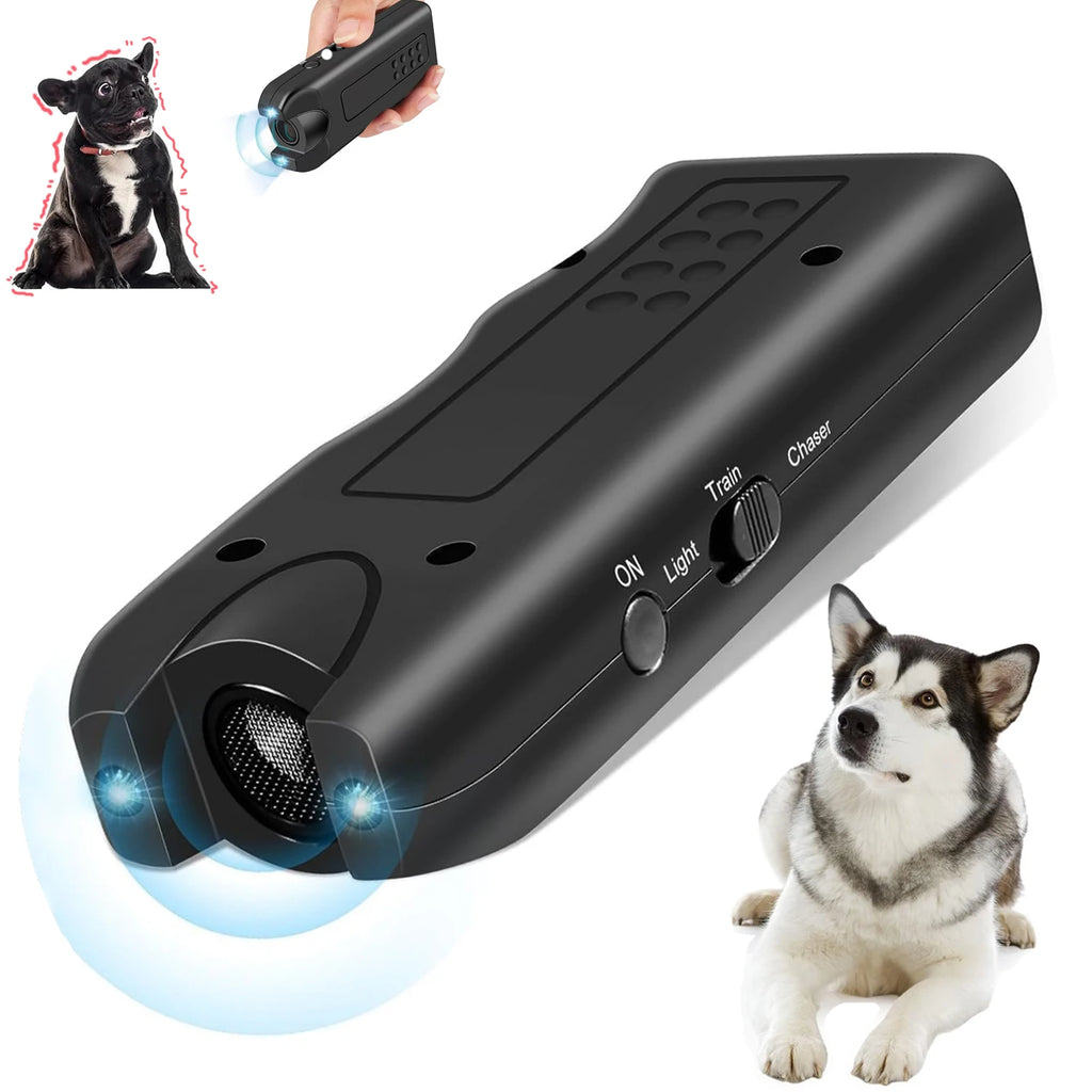 Repelente Ultrasónico 3 en 1 para Perros – Entrenador, Linterna y Ahuyentador