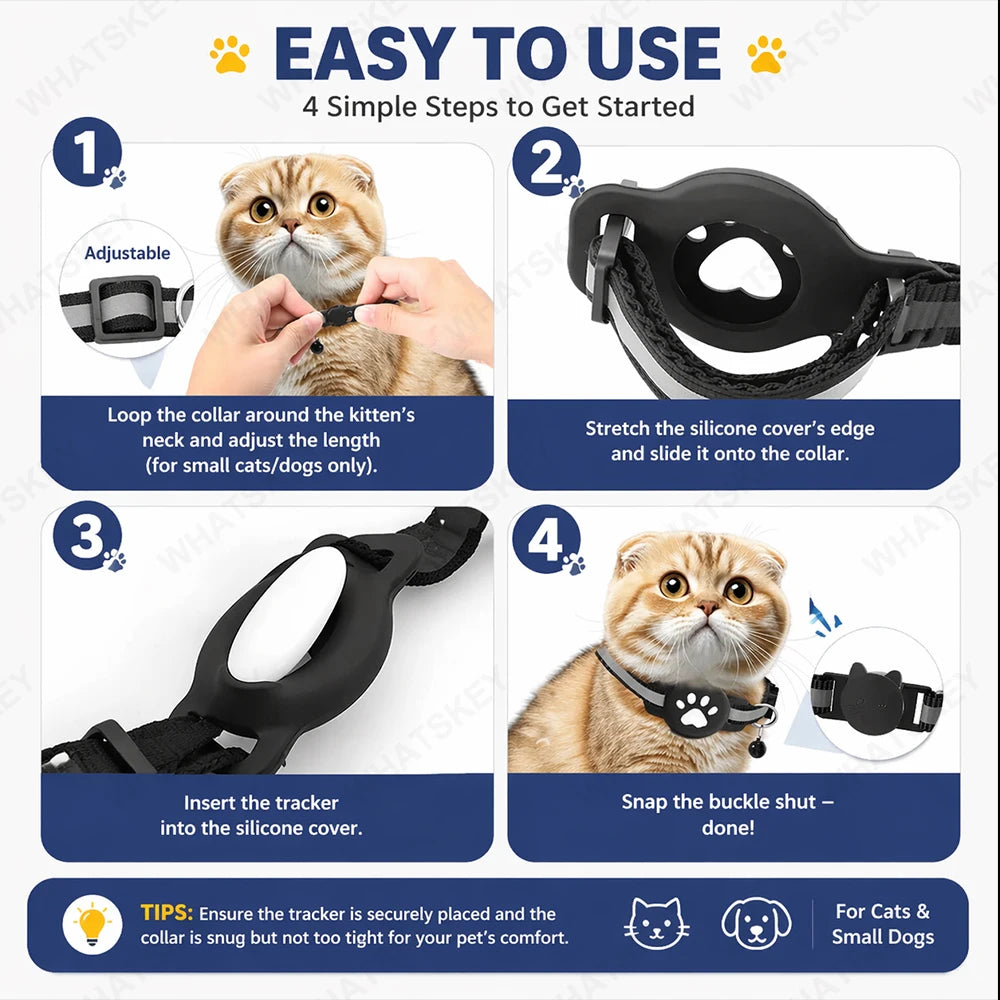 🐾 Collar GPS Inteligente para Mascotas – Google Find My & AirTag | Perros y Gatos