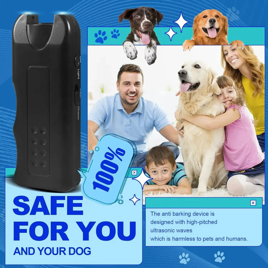 Repelente Ultrasónico 3 en 1 para Perros – Entrenador, Linterna y Ahuyentador