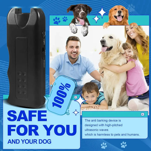 Repelente Ultrasónico 3 en 1 para Perros – Entrenador, Linterna y Ahuyentador