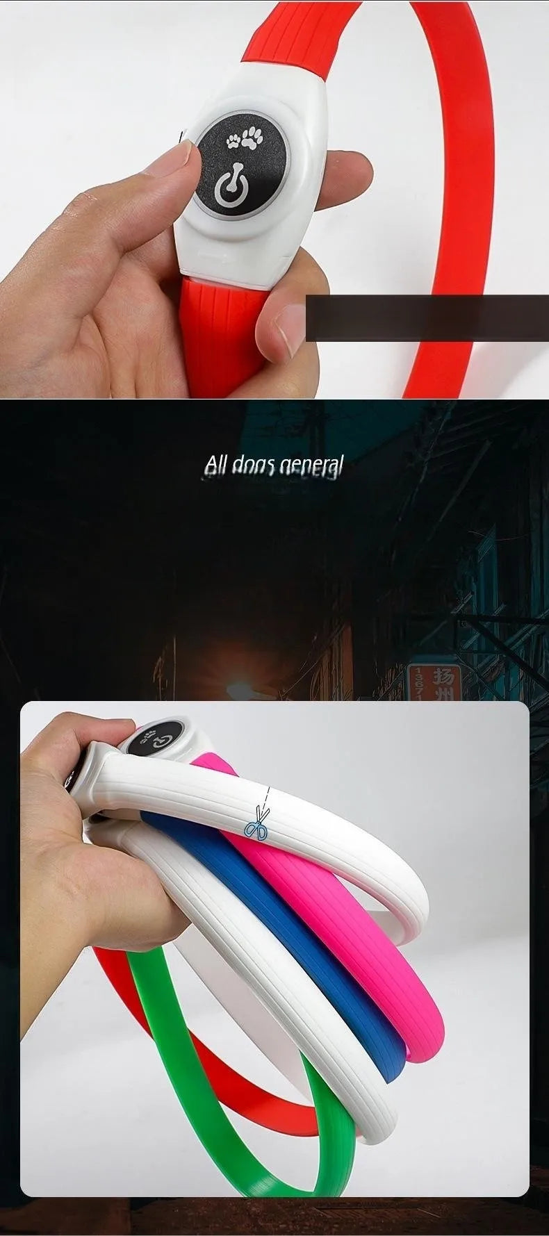 Collar LED Luminoso para Perros – Impermeable, Recargable USB, Seguridad Nocturna