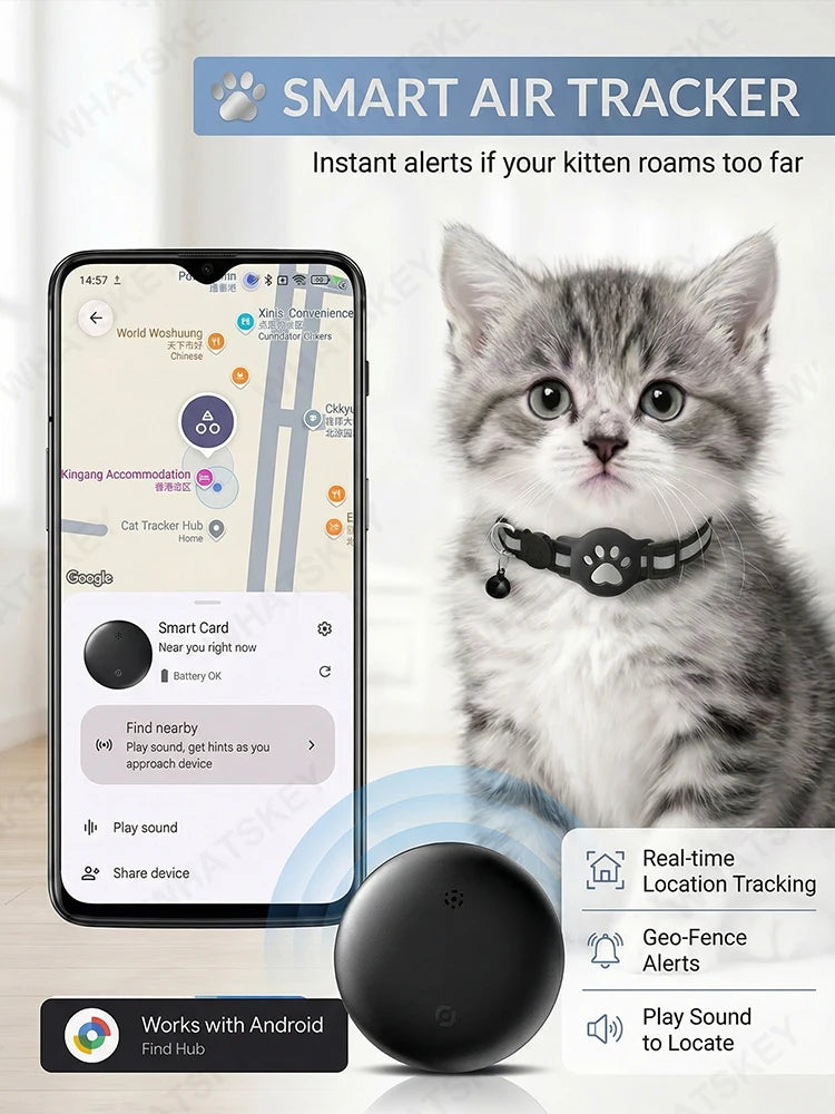 🐾 Collar GPS Inteligente para Mascotas – Google Find My & AirTag | Perros y Gatos