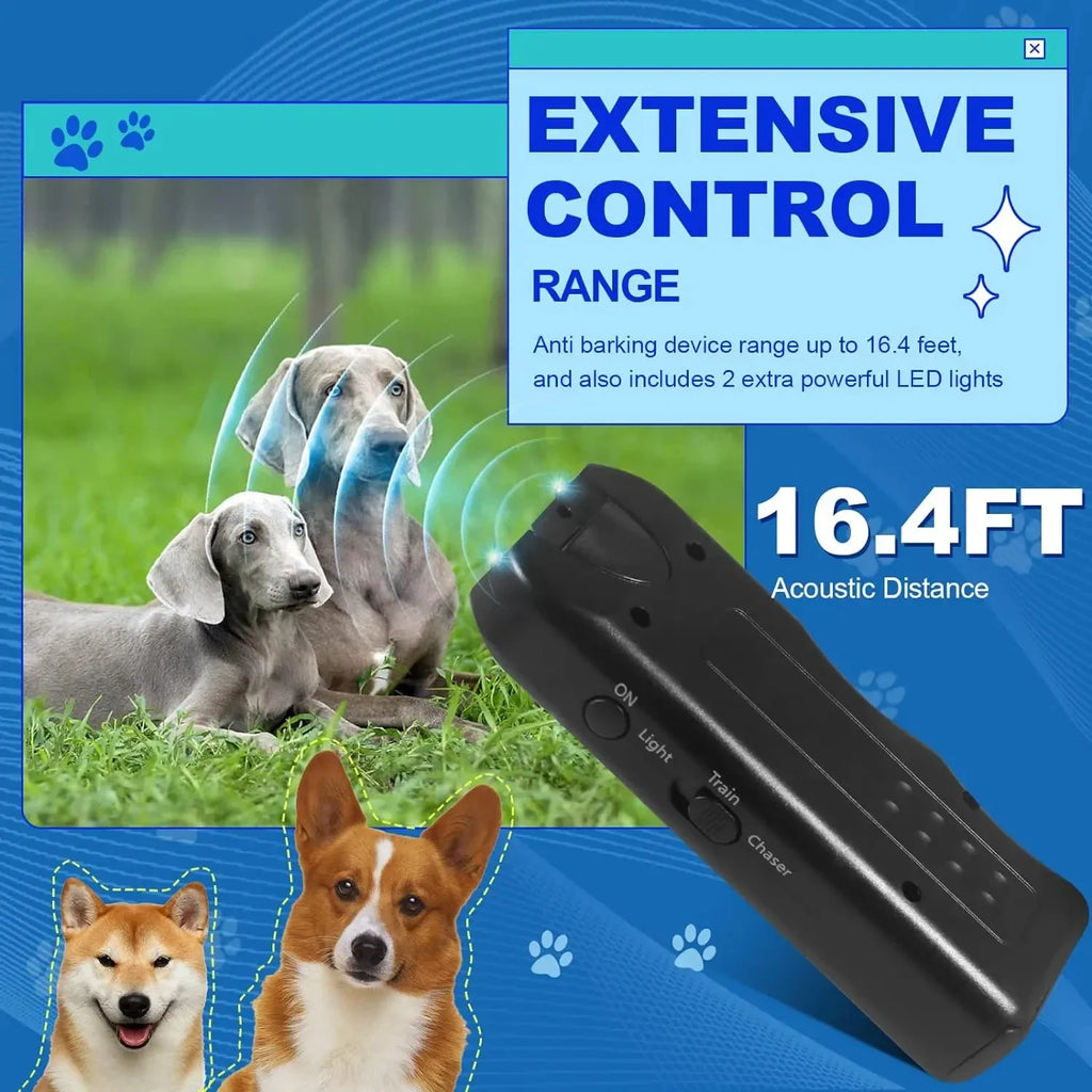 Repelente Ultrasónico 3 en 1 para Perros – Entrenador, Linterna y Ahuyentador