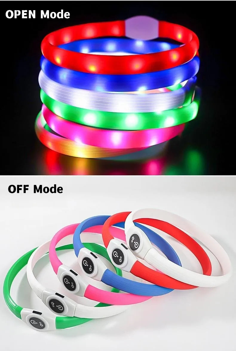 Collar LED Luminoso para Perros – Impermeable, Recargable USB, Seguridad Nocturna