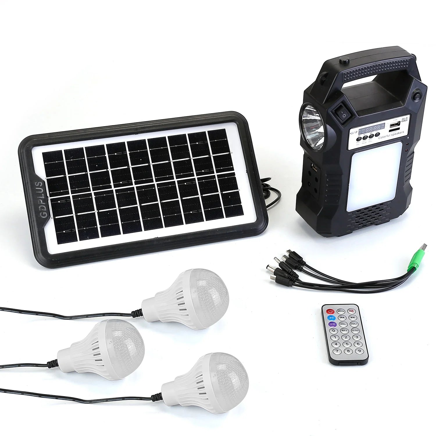 Portable Solar Power Station with Flashlight & 3 LED Bulbs, 4500Mah Backup Power Bank for Camping, Outages, Outdoor Use